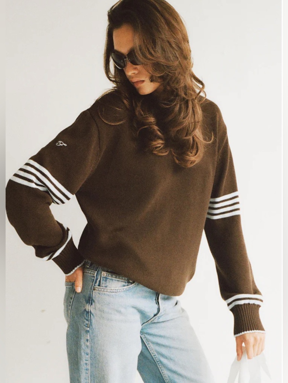 Frankies Bikinis Sloane Oversized Knit Sweater in Chocolate Brown *Flaw*